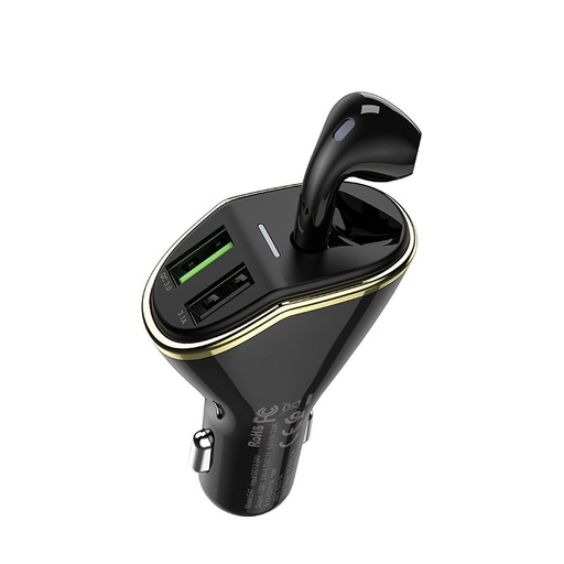 Hoco E47 autní rychlonabíječka (2 USB port), QC 3.0, max. 18W + headset, černá