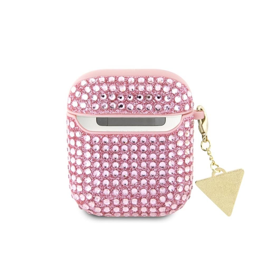 [GUA2HDGTPP] Guess Rhinestones Triangle Metal Logo case AirPods 1/2 (Pink) - GUA2HDGTPP