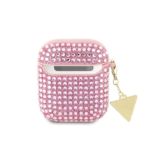 Guess Rhinestones Triangle Metal Logo pouzdro AirPods 1/2 (Růžová) - GUA2HDGTPP