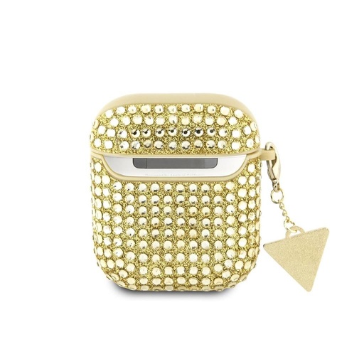 Guess Rhinestones Triangle Metal Logo pouzdro AirPods 1/2 (Zlatá) - GUA2HDGTPD