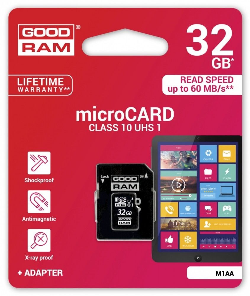 [5908267913239] Goodram microSDHC + adapter 32GB class10 memory card