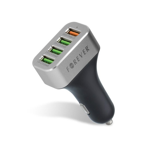 Forever autní rychlonabíječka (4 USB port), QC 2.0, stříbrná/ černá