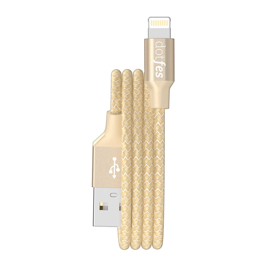 [6970569470030] Dotfes A06 fabric lightning cable, gold