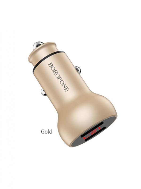 [6931474700162] Borofone BZ9A car charger (2xUSB port), LED status indicator, 5V 3,1A, gold