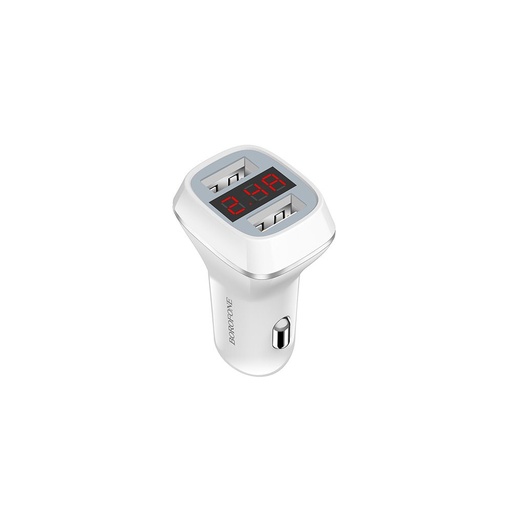 Borofone BZ3 autní nabíječka (2xUSB port), LED indikátor stavu,5V 2,4A, bílá