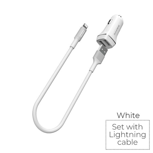 Borofone BZ2 autní nabíječka (2 USB port, lightning kabel), 5V 2,4A, bílá