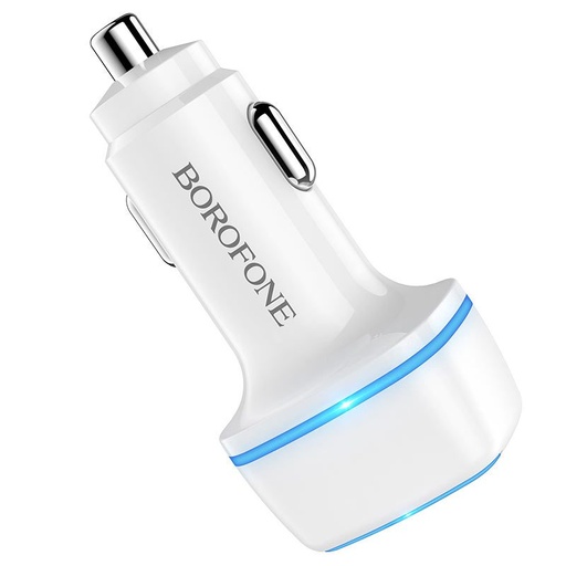 Borofone BZ14 autní nabíječka (2xUSB port), 5V 2.4A, bílá