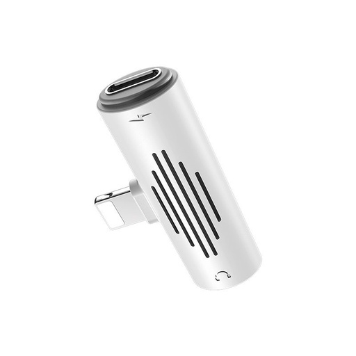Borofone BV7 lightning rozbočovač (lightning nabíječka port+3,5mm jack aljzat), 2A, bílá