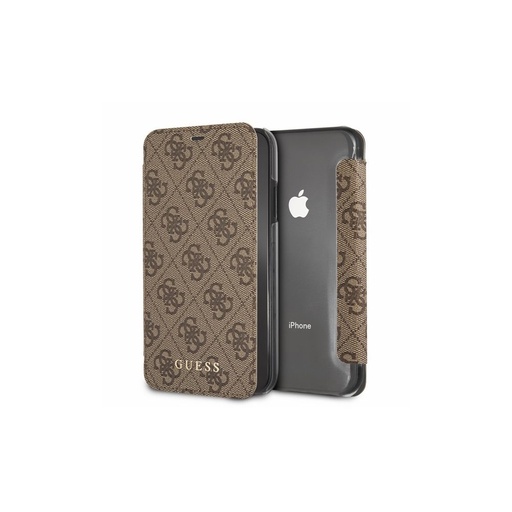 Apple iPhone X / iPhone XS GUESS Charms collection prémiový knížkové pouzdro (Hnědá)