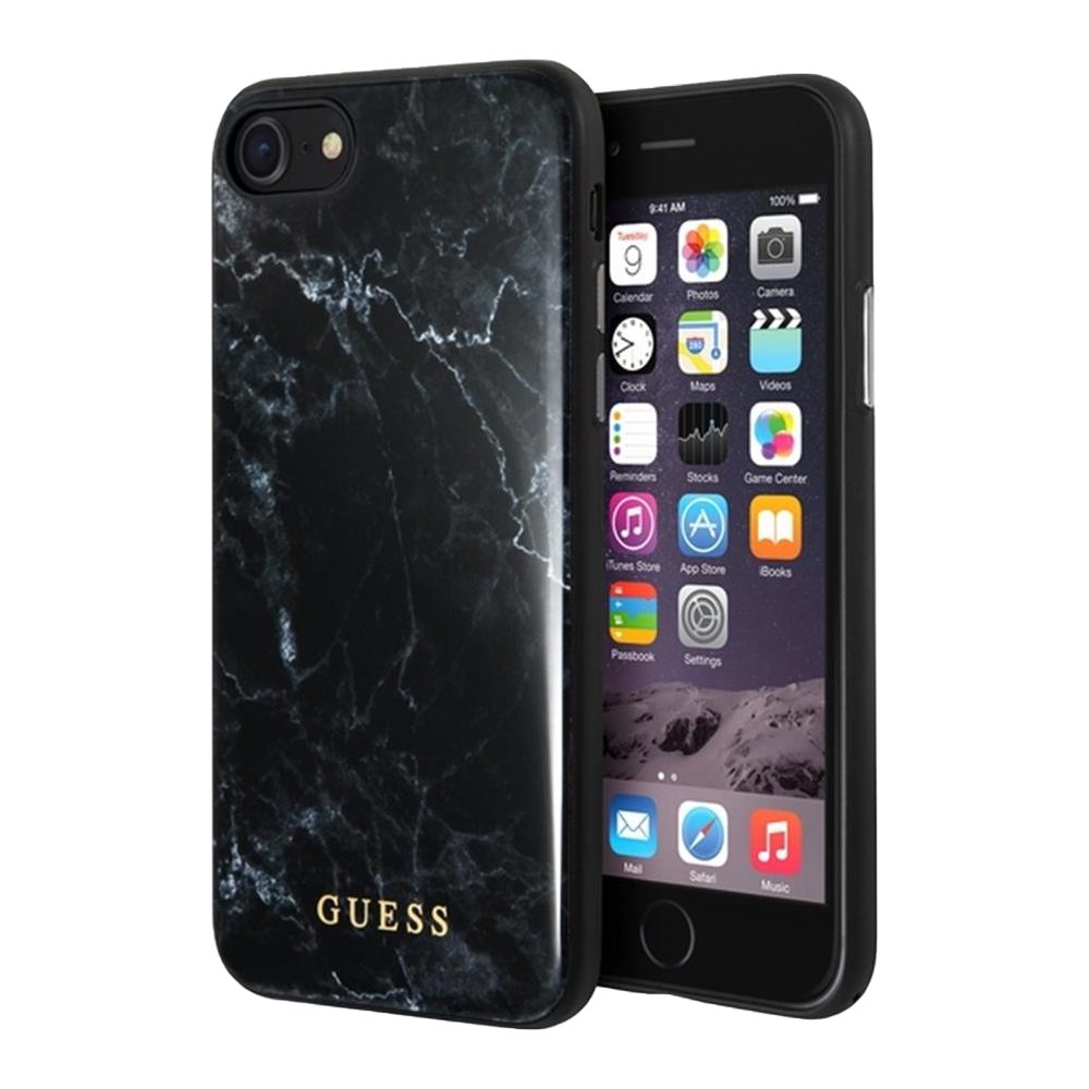 [GUHCI8HYMABK] Apple iPhone 7/8 Guess Marble case (Black) - GUHCI8HYMABK