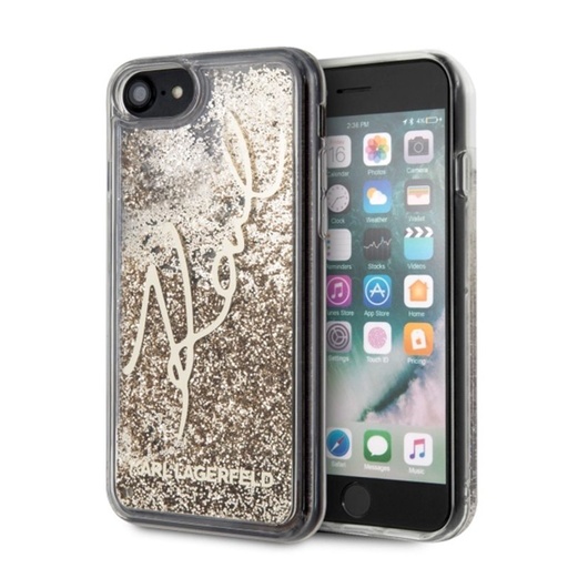 Apple iPhone 7 / iPhone 8 / iPhone SE 2020 / iPhone SE 2022 Karl Lagerfeld signature prémiový zadní kryt (Zlatá - KLHCI8TRKSGO)