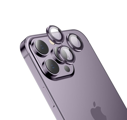 Apple iPhone 14 (6, 1) / 14 Plus (6, 7) Hoco eagle eye metal kamera tvrzené sklo, fialová