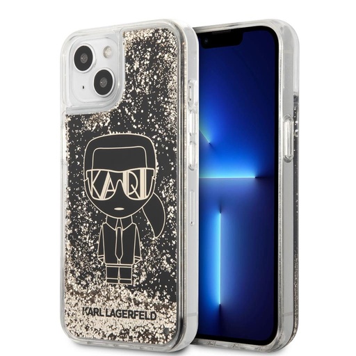 Apple iPhone 13 mini Karl Lagerfeld Liquid Glitter Gatsby pouzdro (Černá) – KLHCP13SLGGKBK
