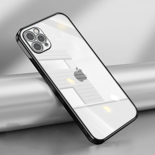 Apple iPhone 12 electroplate s ochranou kamery silikonový zadní kryt (Černá)