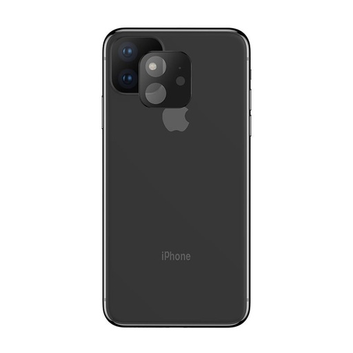 Apple iPhone 11 s kovovým rámečkem kamera ochranný tvrzené sklo , průhledný (černá rámeček)