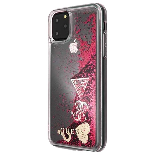 Apple iPhone 11 Pro Max Guess Glitter Hearts pouzdro (Malinová) - GUHCN65GLHFLRA
