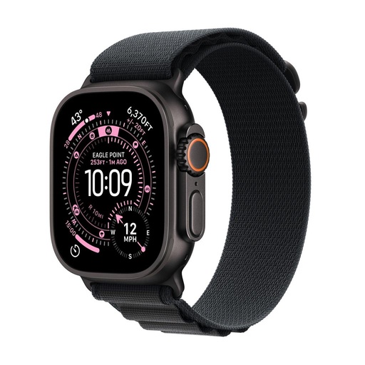 Apple Watch Ultra 3 chytré hodinky 49mm (Černá titan pouzdro, černá S-es alpesi popruh) (MF0Q4)