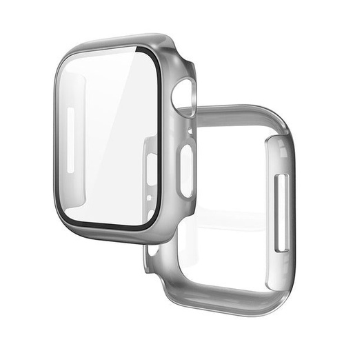 Apple Watch 7 45mm / Watch 8 45mm Hoco WS3 Shadow pouzdro vestavěný s tvrzeným sklem (Stříbrná)