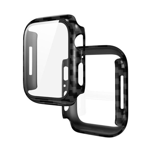 Apple Watch 7 41mm / Watch 8 41mm Hoco WS3 Shadow pouzdro vestavěný s tvrzeným sklem (Carbon)