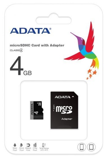 ADATA microSDHC + adapter 4GB class4 paměťová karta