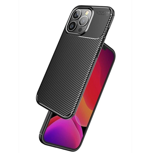 Apple iPhone 13 Pro carbon fiber silikonový zadní kryt (Černá)