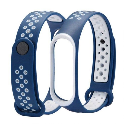 Xiaomi Mi Band 3/4/5/6 silikonový řemínek, azurová/bílá