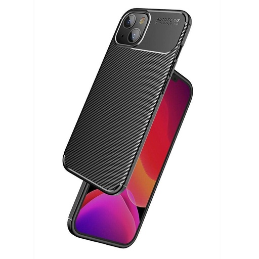 Apple iPhone 13 carbon fiber silikonový zadní kryt (Černá)
