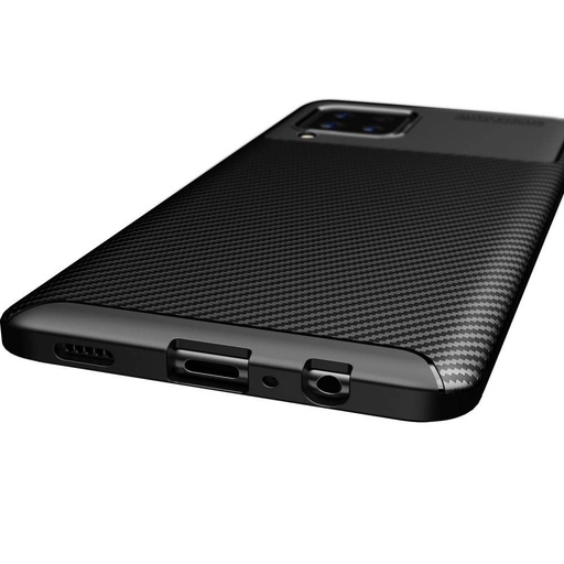Samsung Galaxy A12 carbon fiber silikonový zadní kryt, (Černá)