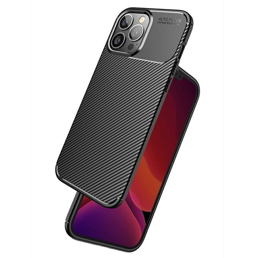 Apple iPhone 13 Pro Max carbon fiber silikonový zadní kryt (Černá)