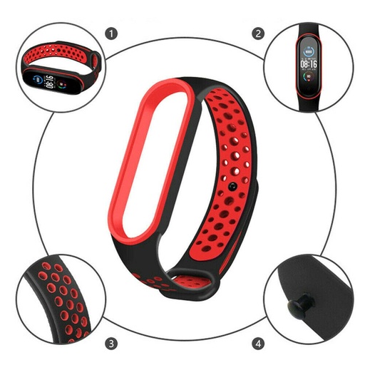 Xiaomi Mi Band 3/4/5/6 silikonový řemínek, mátová/bílá