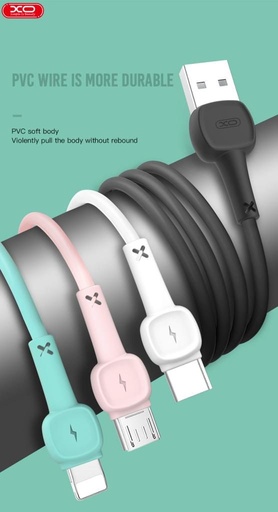 XO NB132 micro USB datový kabel Macaron (Bílá) – zesílený konec