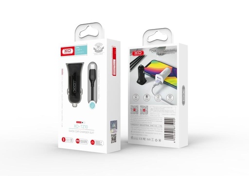 XO TZ10 autní nabíječka (Bílá) – 2×USB, Type-C kabel, dual port, 12W