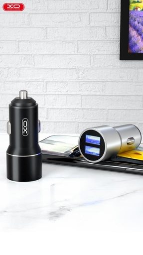 XO TZ09 autní nabíječka (Šedá) – 2×USB, microUSB kabel, hliník pouzdro, 12W