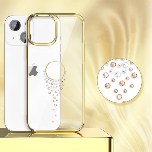 Apple iPhone 13 Kingxbar sky series Swarovski s kamínky zadní kryt (Zlatá)