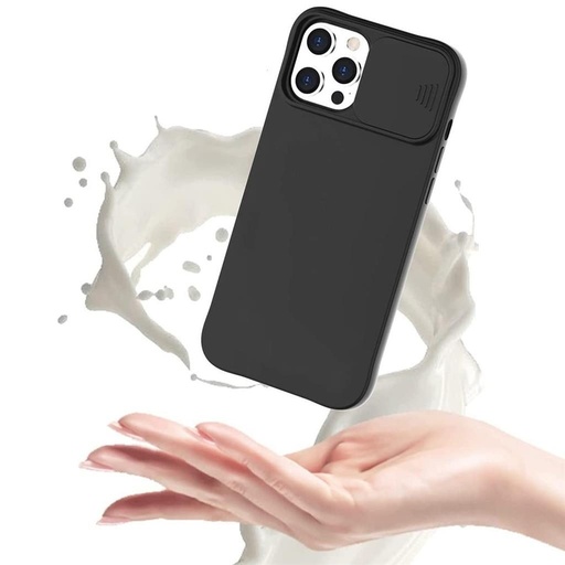 Apple iPhone 12/12 Pro kamera s ochranou silikonový zadní kryt (Černá)