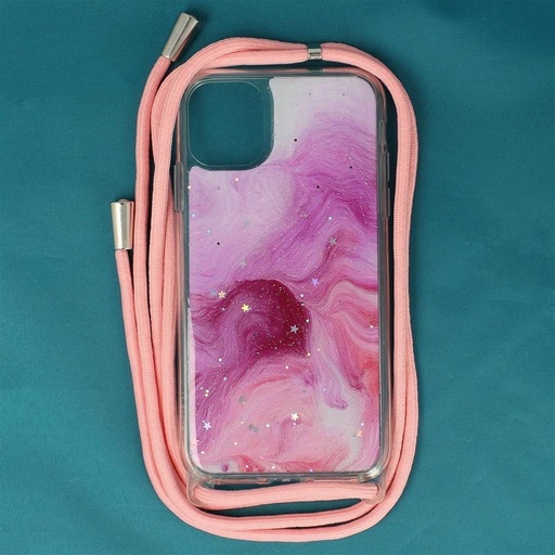 Apple iPhone 11 na krk závěsný glitter zadní kryt (Růžová)