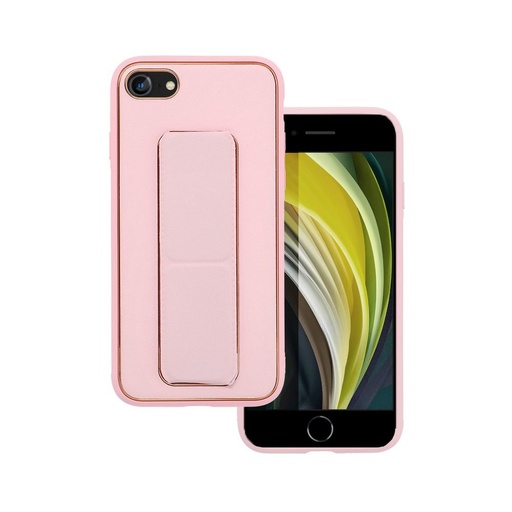 Apple iPhone 7/8/SE 2020/ SE 2022 kůže ochranné pouzdro výsuvný se stojanem, magnetický držák do auta kompatibilní (Růžová)