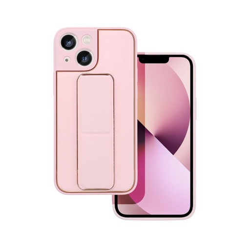 Apple iPhone 13 Mini kůže ochranné pouzdro výsuvný se stojanem, magnetický držák do auta kompatibilní (Růžová)