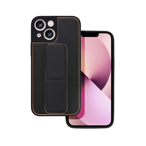Apple iPhone 13 Mini kůže ochranné pouzdro výsuvný se stojanem, magnetický držák do auta kompatibilní (Černá)