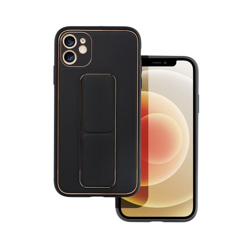Apple iPhone 11 kůže ochranné pouzdro výsuvný se stojanem, magnetický držák do auta kompatibilní (Černá)