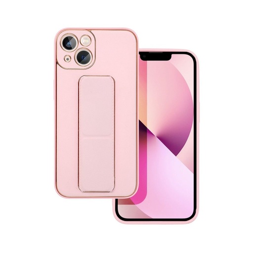 Apple iPhone 13 kůže ochranné pouzdro výsuvný se stojanem, magnetický držák do auta kompatibilní (Růžová)