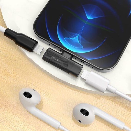 Borofone BV14 lightning adapter, Dual Lightning digitální audio konverter, černá