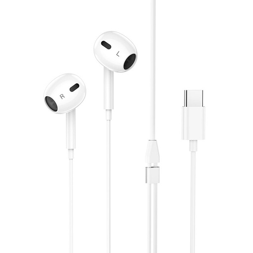 Hoco M1 Max headset (type-c), drátový sluchátka Type-C s konektorem a s mikrofonem, bílá
