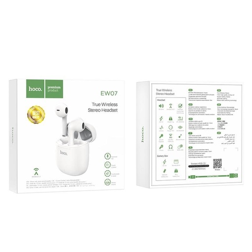 Hoco EW07 bezdrátový headset, BT v5.0, nabíjecí pouzdro 300mAh, sluchátka 30mAh 4 hodinový hovor/hudba a 120 hodinky pohotovostní čas, fe