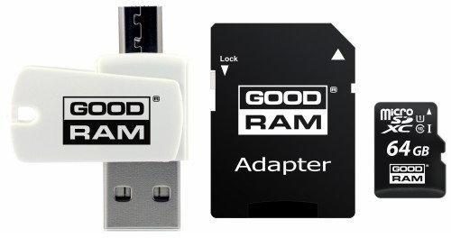 Goodram microSDHC + adapter + OTG čtečka 64GB class10 paměťová karta