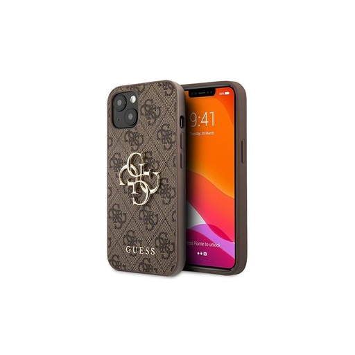 Apple iPhone 13 Pro Max GUESS PU 4G Metal Logo zadní kryt (Hnědá - GUHCP13X4GMGBR)