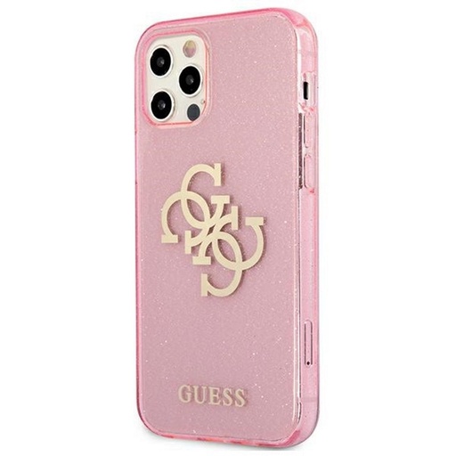 Apple iPhone 12 / iPhone 12 Pro GUESS TPU Big 4G Full Glitter iPhone zadní kryt (Růžová - GUHCP12MPCUGL4GPI)