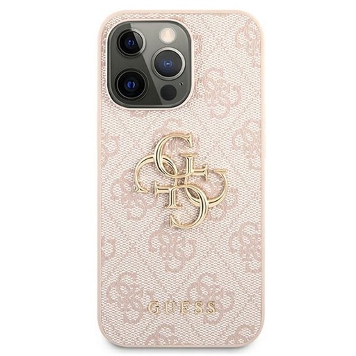 Apple iPhone 13 Pro Guess PU 4G Metal Logo pouzdro (Růžová) - GUHCP13L4GMGPI