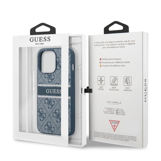 Apple iPhone 13 Pro Guess PU 4G Printed Stripe pouzdro (Modrá) - GUHCP13L4GDBL