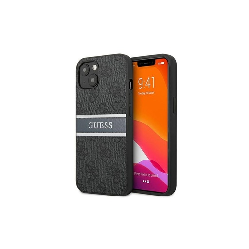 Apple iPhone 13 Guess PU 4G Printed Stripe pouzdro (Šedá) - GUHCP13M4GDGR